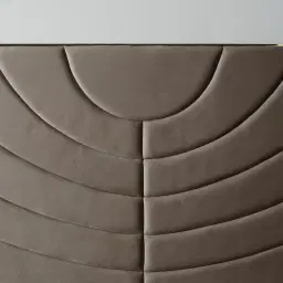 Gertrude Mushroom Velvet King Bed - Brushed Champagne Gold Stainless Steel Frame