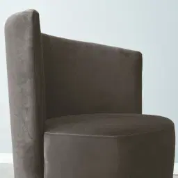 Reina Asymmetrical Mushroom Velvet Chair - Brushed Champagne Gold Stainless Steel Legs Right Apex