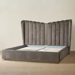 Madrid Mushroom Velvet Queen Bed