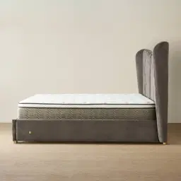 Madrid Mushroom Velvet Queen Bed