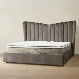 Madrid Mushroom Velvet Queen Bed