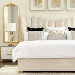 Madrid Mushroom Velvet Queen Bed