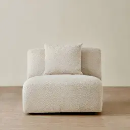 Willow Stone Cream Woven Fabric Modular Armless Seat