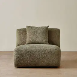 Willow Winter Moss Woven Fabric Modular Armless Seat
