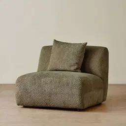 Willow Winter Moss Woven Fabric Modular Armless Seat