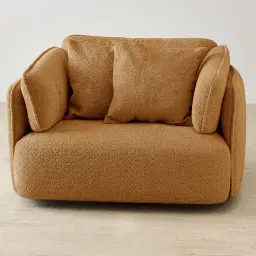 Marcela Vintage Mustard Woven Fabric Swivel Occasional Chair