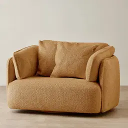 Marcela Vintage Mustard Woven Fabric Swivel Occasional Chair